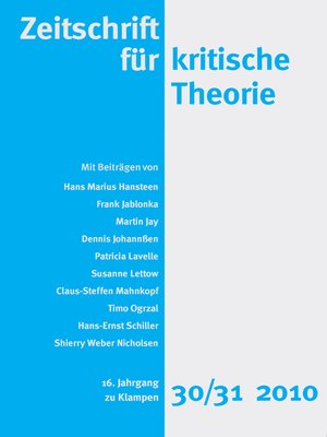 cover image of Zeitschrift für kritische Theorie / Zeitschrift für kritische Theorie, Heft 30/31